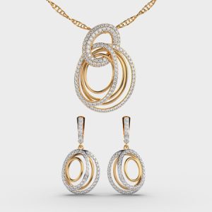 Whirling Beauty Diamond Pendant & Earring Set